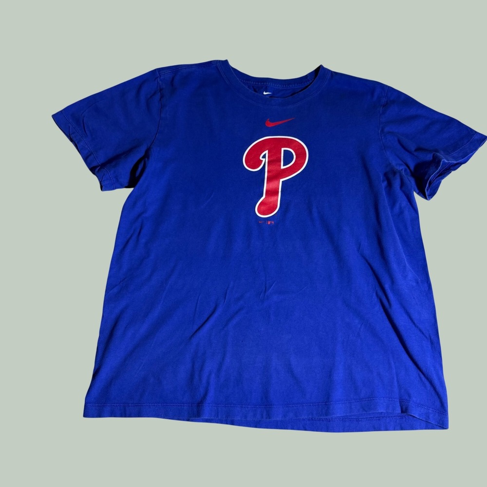 Nike Philadelphia Phillies MLB T-Shirt Mens Large Blue Short Sleeve Graphic Tee